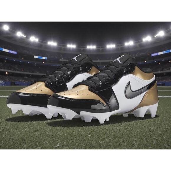 Air Jordan 1 Low Nike Gold Toe NFL Football Saints Team Cleats Mens Size 13 NEW main image 7